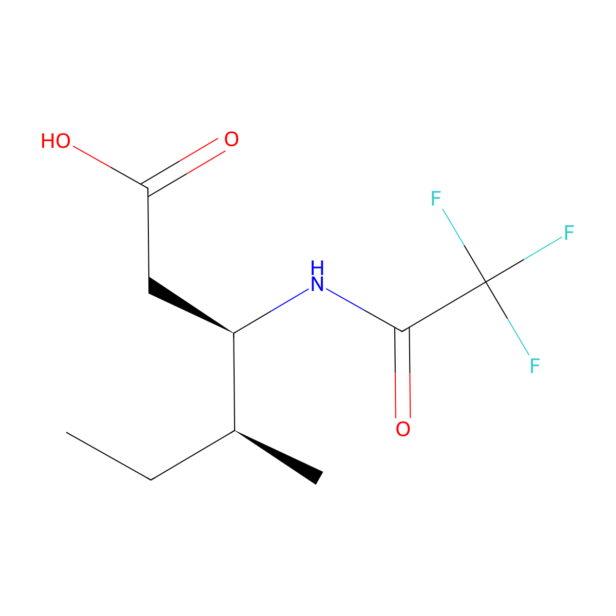 (3R,4S)-4-methyl-3-(trifluoroacetamido)hexanoic acid molecular structure, CAS 2679943-62-3