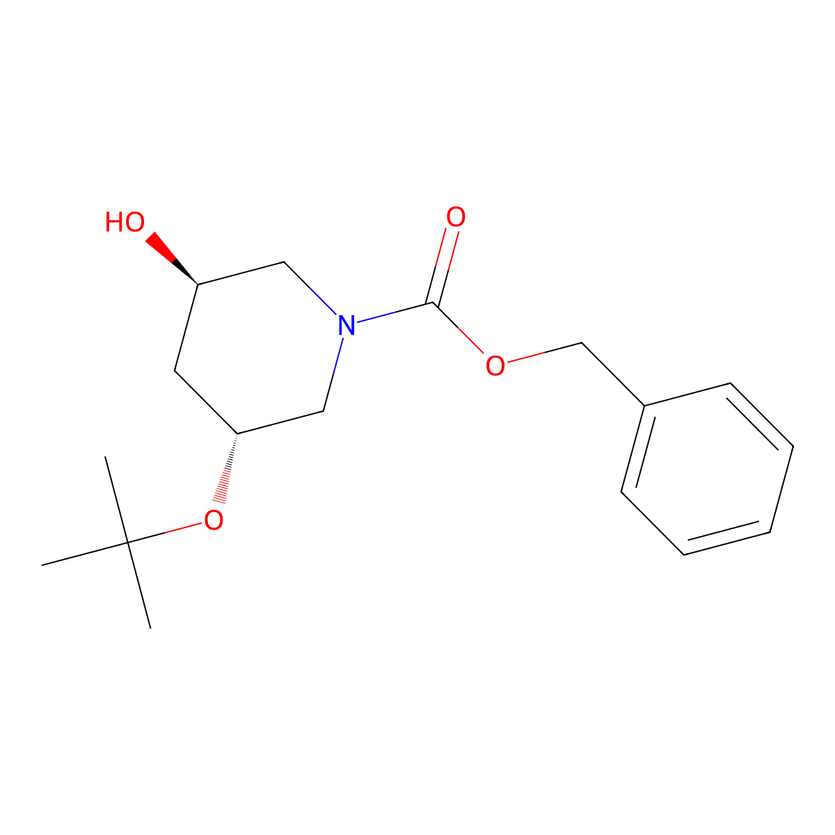 benzyl (3R,5R)-3-(tert-butoxy)-5-hydroxypiperidine-1-carboxylate molecular structure, CAS 2679943-72-5