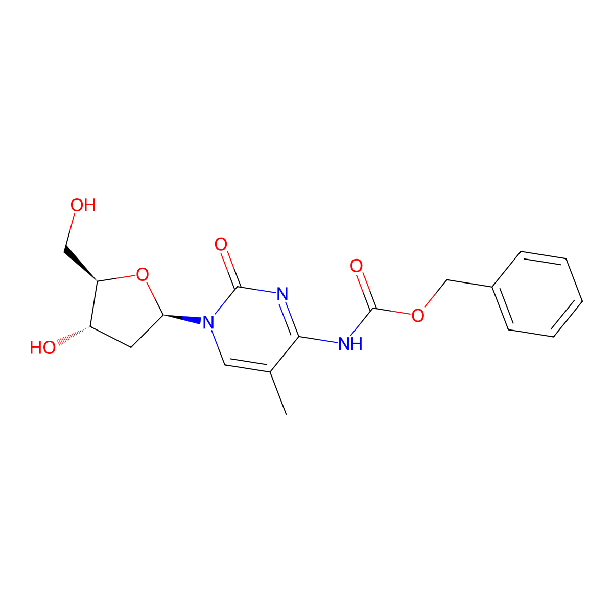 benzyl N-{1-[(2R,4S,5R)-4-hydroxy-5-(hydroxymethyl)oxolan-2-yl]-5-methyl-2-oxo-1,2-dihydropyrimidin-4-yl}carbamate molecular structure, CAS 2679943-75-8