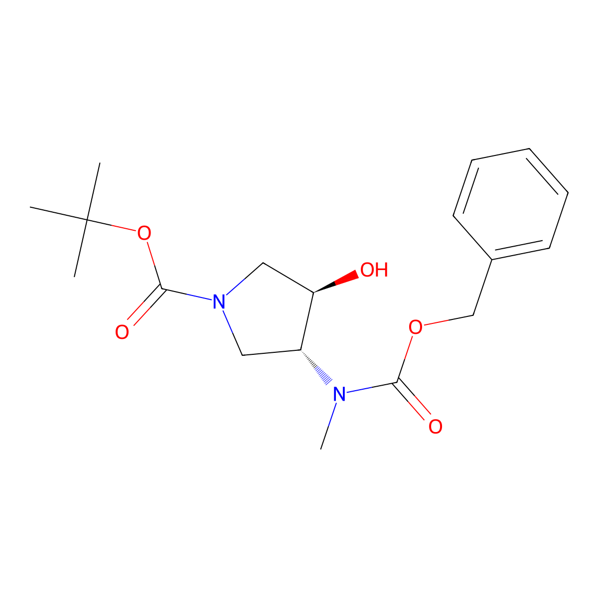 rac-tert-butyl (3R,4R)-3-{[(benzyloxy)carbonyl](methyl)amino}-4-hydroxypyrrolidine-1-carboxylate molecular structure, CAS 2679947-50-1