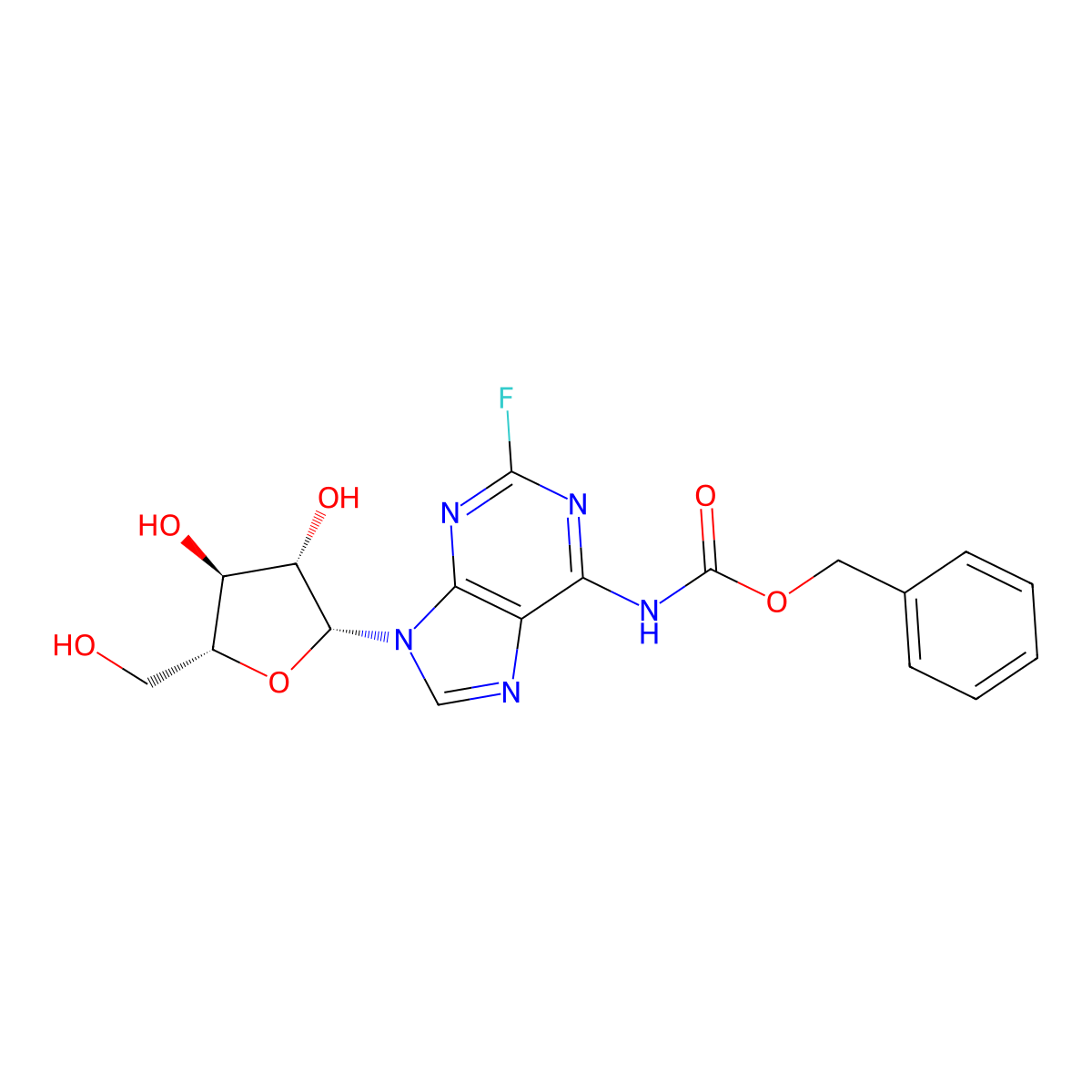 benzyl N-{9-[(2R,3S,4S,5R)-3,4-dihydroxy-5-(hydroxymethyl)oxolan-2-yl]-2-fluoro-9H-purin-6-yl}carbamate molecular structure, CAS 2679947-52-3