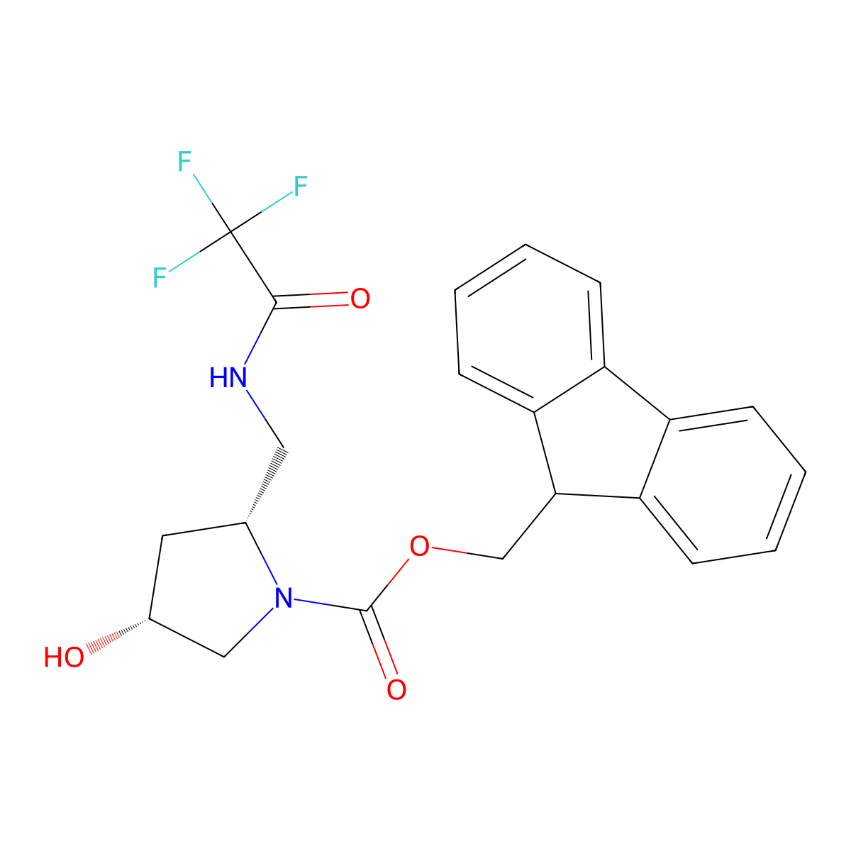 (9H-fluoren-9-yl)methyl (2R,4R)-4-hydroxy-2-[(2,2,2-trifluoroacetamido)methyl]pyrrolidine-1-carboxylate molecular structure, CAS 2679947-53-4
