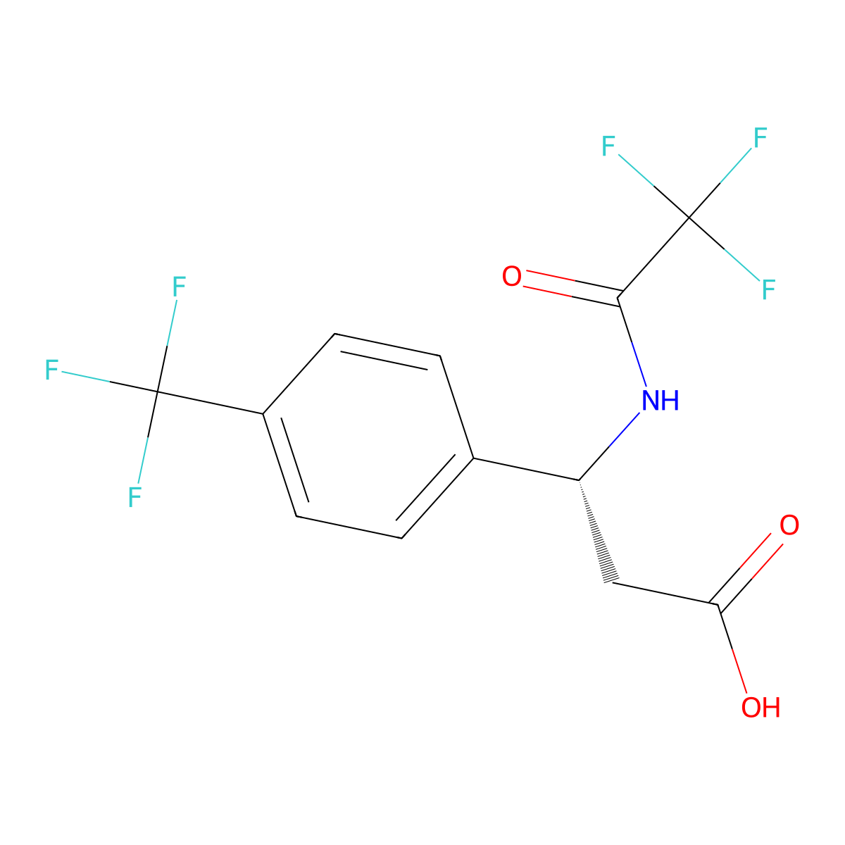 (3R)-3-(2,2,2-trifluoroacetamido)-3-[4-(trifluoromethyl)phenyl]propanoic acid molecular structure, CAS 2679947-60-3