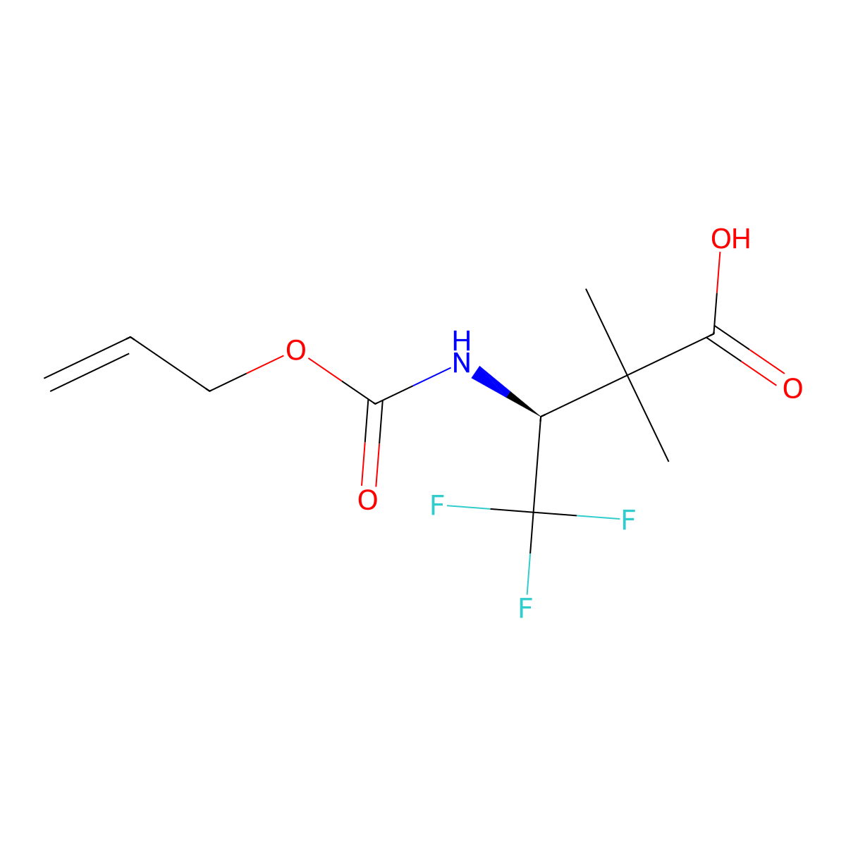 (3S)-4,4,4-trifluoro-2,2-dimethyl-3-{[(prop-2-en-1-yloxy)carbonyl]amino}butanoic acid molecular structure, CAS 2679947-61-4