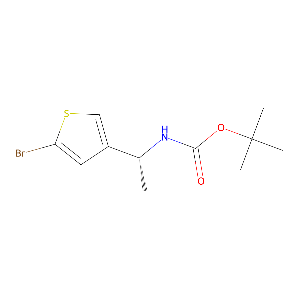 tert-butyl N-[(1R)-1-(5-bromothiophen-3-yl)ethyl]carbamate molecular structure, CAS 2679947-63-6