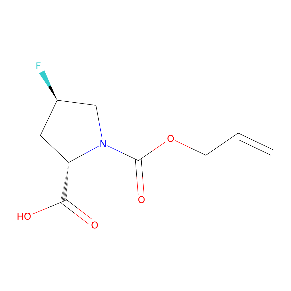 (2S,4R)-4-fluoro-1-[(prop-2-en-1-yloxy)carbonyl]pyrrolidine-2-carboxylic acid molecular structure, CAS 2679947-69-2