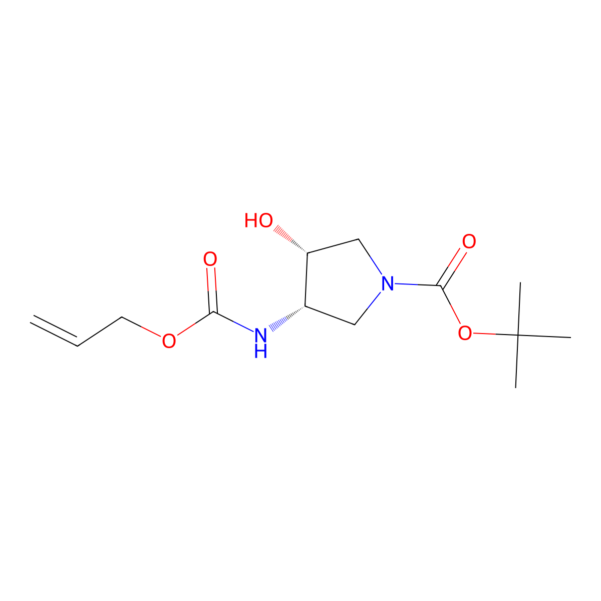 rac-tert-butyl (3R,4S)-3-hydroxy-4-{[(prop-2-en-1-yloxy)carbonyl]amino}pyrrolidine-1-carboxylate molecular structure, CAS 2679947-76-1