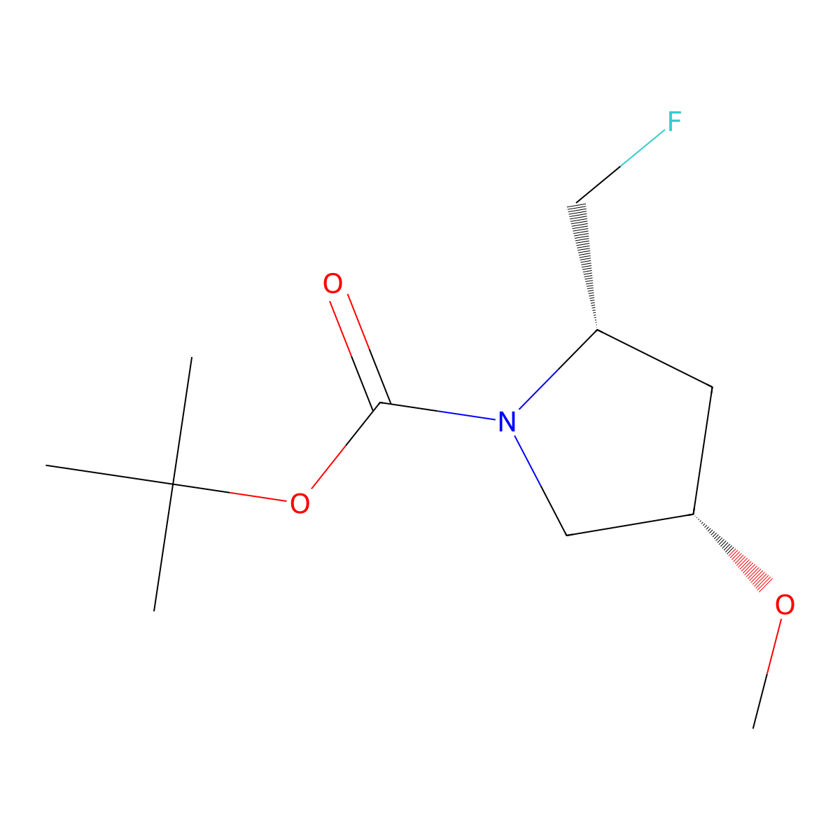 tert-butyl (2S,4S)-2-(fluoromethyl)-4-methoxypyrrolidine-1-carboxylate molecular structure, CAS 2679947-77-2