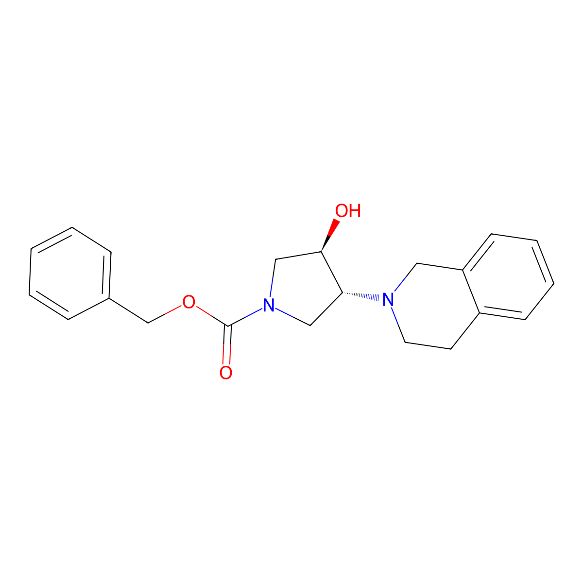 rac-benzyl (3R,4R)-3-hydroxy-4-(1,2,3,4-tetrahydroisoquinolin-2-yl)pyrrolidine-1-carboxylate molecular structure, CAS 2679947-86-3