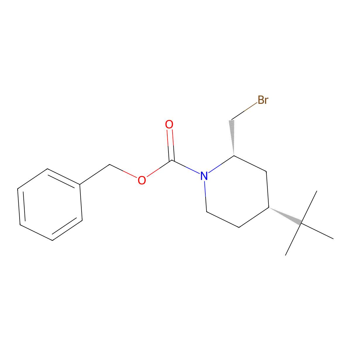 rac-benzyl (2R,4S)-2-(bromomethyl)-4-tert-butylpiperidine-1-carboxylate molecular structure, CAS 2679947-90-9