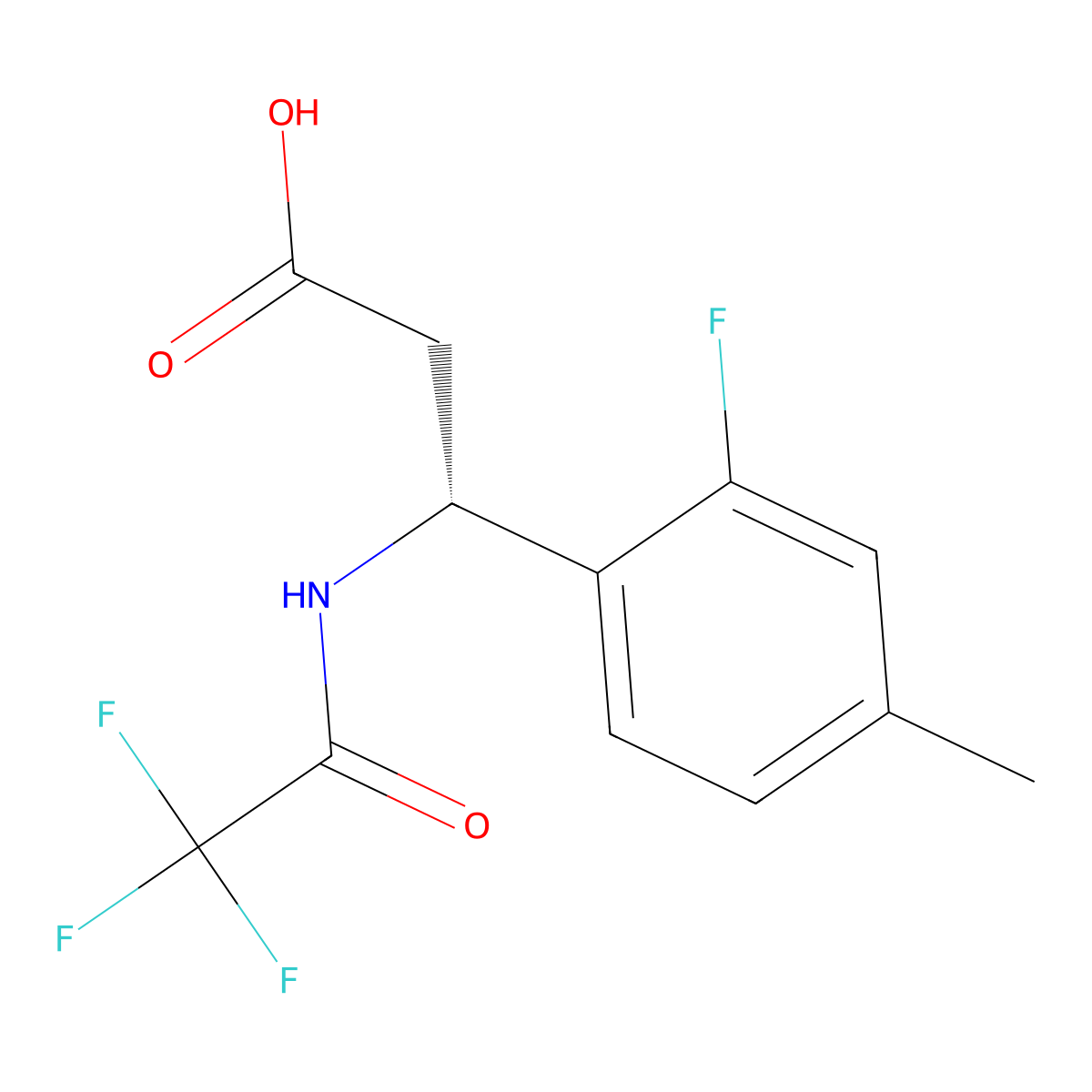 (3R)-3-(2-fluoro-4-methylphenyl)-3-(2,2,2-trifluoroacetamido)propanoic acid molecular structure, CAS 2679948-08-2