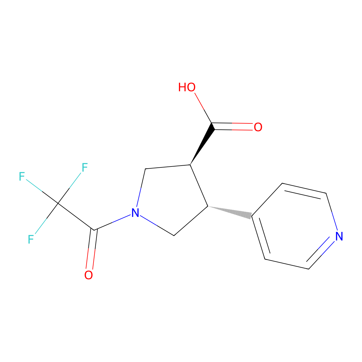 rac-(3R,4S)-4-(pyridin-4-yl)-1-(2,2,2-trifluoroacetyl)pyrrolidine-3-carboxylic acid molecular structure, CAS 2679948-09-3