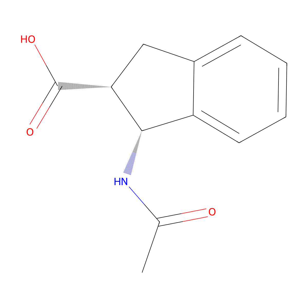 rac-(1R,2R)-1-acetamido-2,3-dihydro-1H-indene-2-carboxylic acid molecular structure, CAS 2679948-16-2