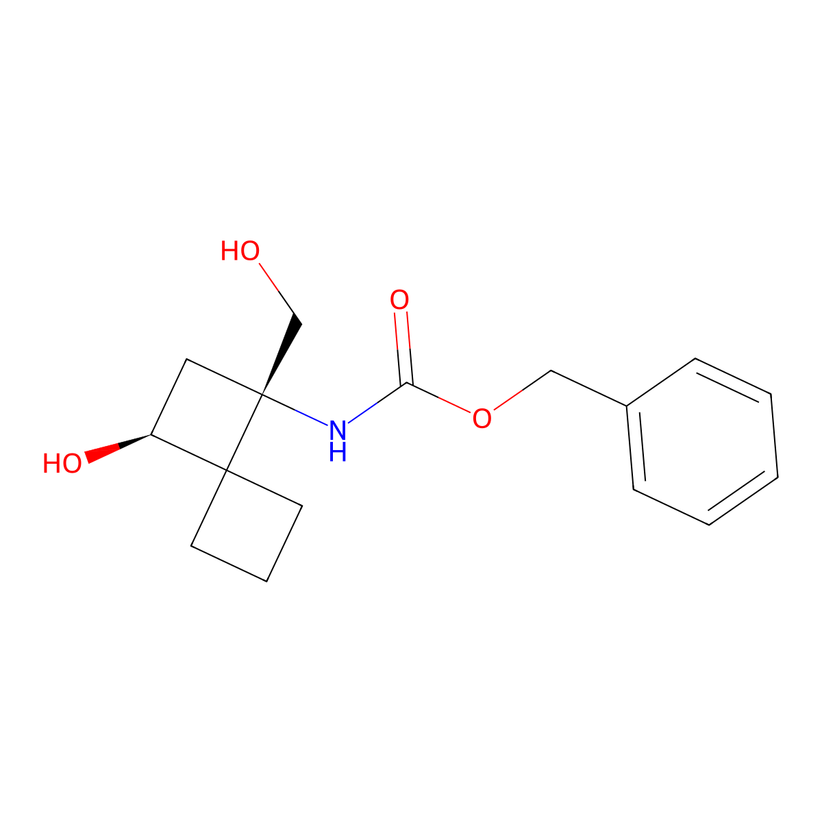 rac-benzyl N-[(1R,3R)-3-hydroxy-1-(hydroxymethyl)spiro[3.3]heptan-1-yl]carbamate molecular structure, CAS 2679948-19-5