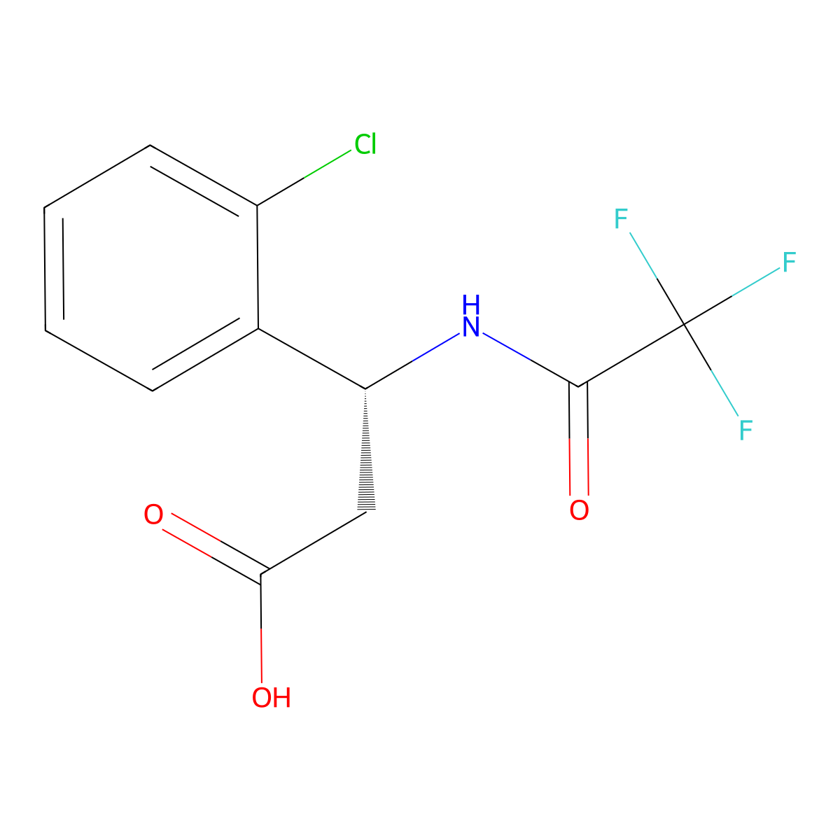(3R)-3-(2-chlorophenyl)-3-(2,2,2-trifluoroacetamido)propanoic acid molecular structure, CAS 2679948-31-1