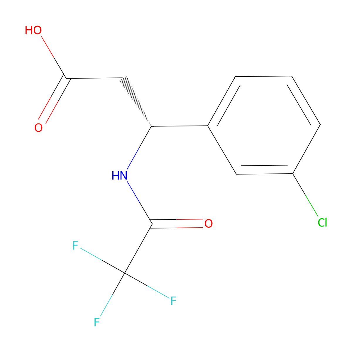 (3R)-3-(3-chlorophenyl)-3-(2,2,2-trifluoroacetamido)propanoic acid molecular structure, CAS 2679948-37-7