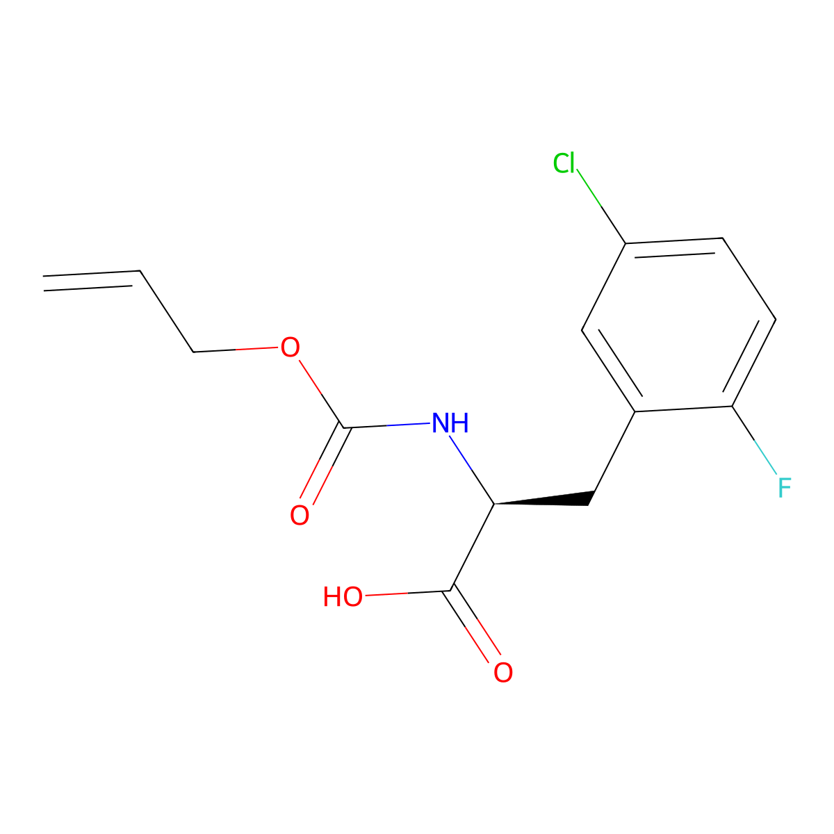 (2S)-3-(5-chloro-2-fluorophenyl)-2-{[(prop-2-en-1-yloxy)carbonyl]amino}propanoic acid molecular structure, CAS 2679948-43-5