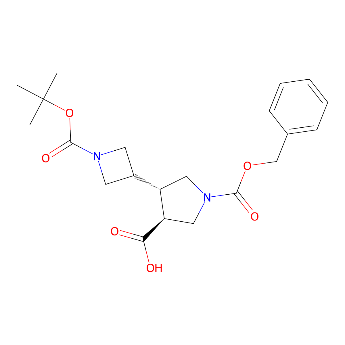 rac-(3R,4R)-1-[(benzyloxy)carbonyl]-4-{1-[(tert-butoxy)carbonyl]azetidin-3-yl}pyrrolidine-3-carboxylic acid molecular structure, CAS 2679948-54-8