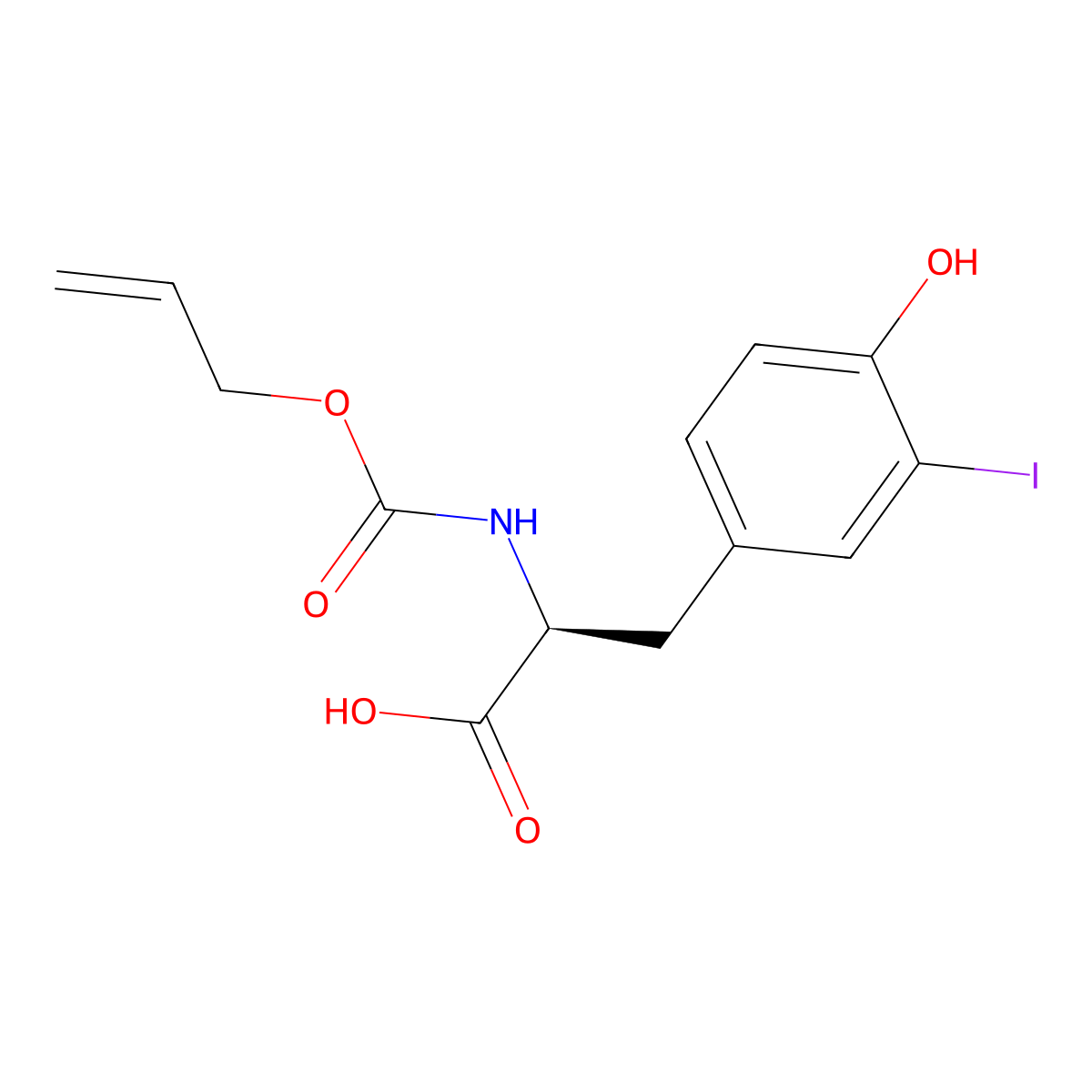 (2S)-3-(4-hydroxy-3-iodophenyl)-2-{[(prop-2-en-1-yloxy)carbonyl]amino}propanoic acid molecular structure, CAS 2679948-55-9