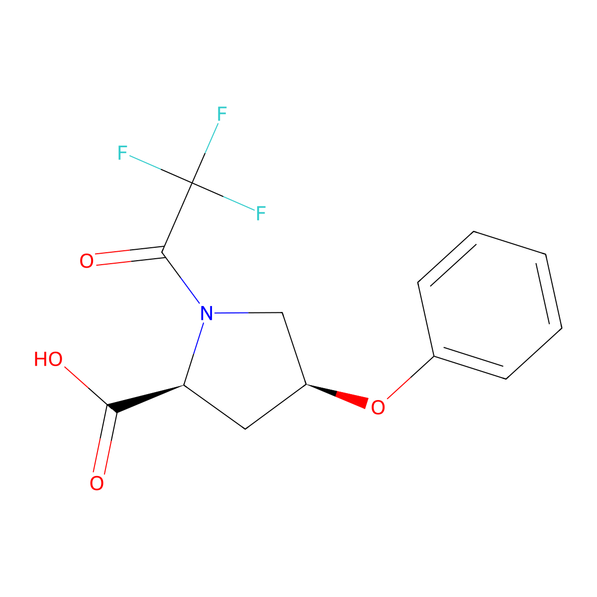 (2S,4S)-4-phenoxy-1-(2,2,2-trifluoroacetyl)pyrrolidine-2-carboxylic acid molecular structure, CAS 2679948-58-2