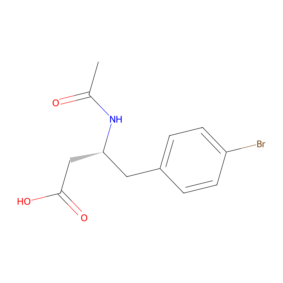 (3R)-4-(4-bromophenyl)-3-acetamidobutanoic acid molecular structure, CAS 2679948-60-6