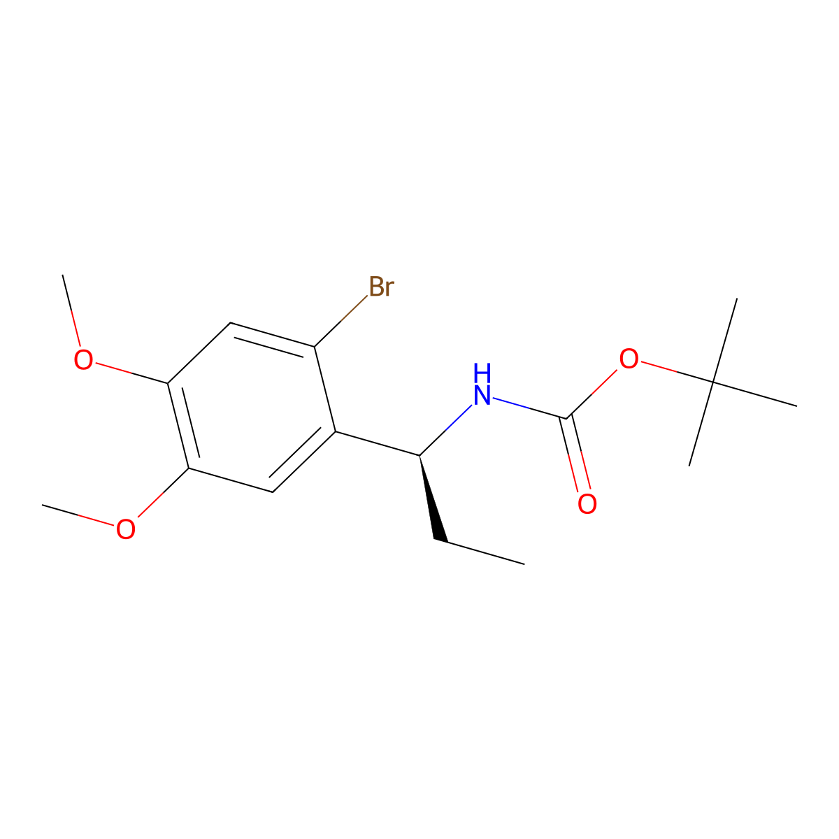 tert-butyl N-[(1S)-1-(2-bromo-4,5-dimethoxyphenyl)propyl]carbamate molecular structure, CAS 2679948-64-0