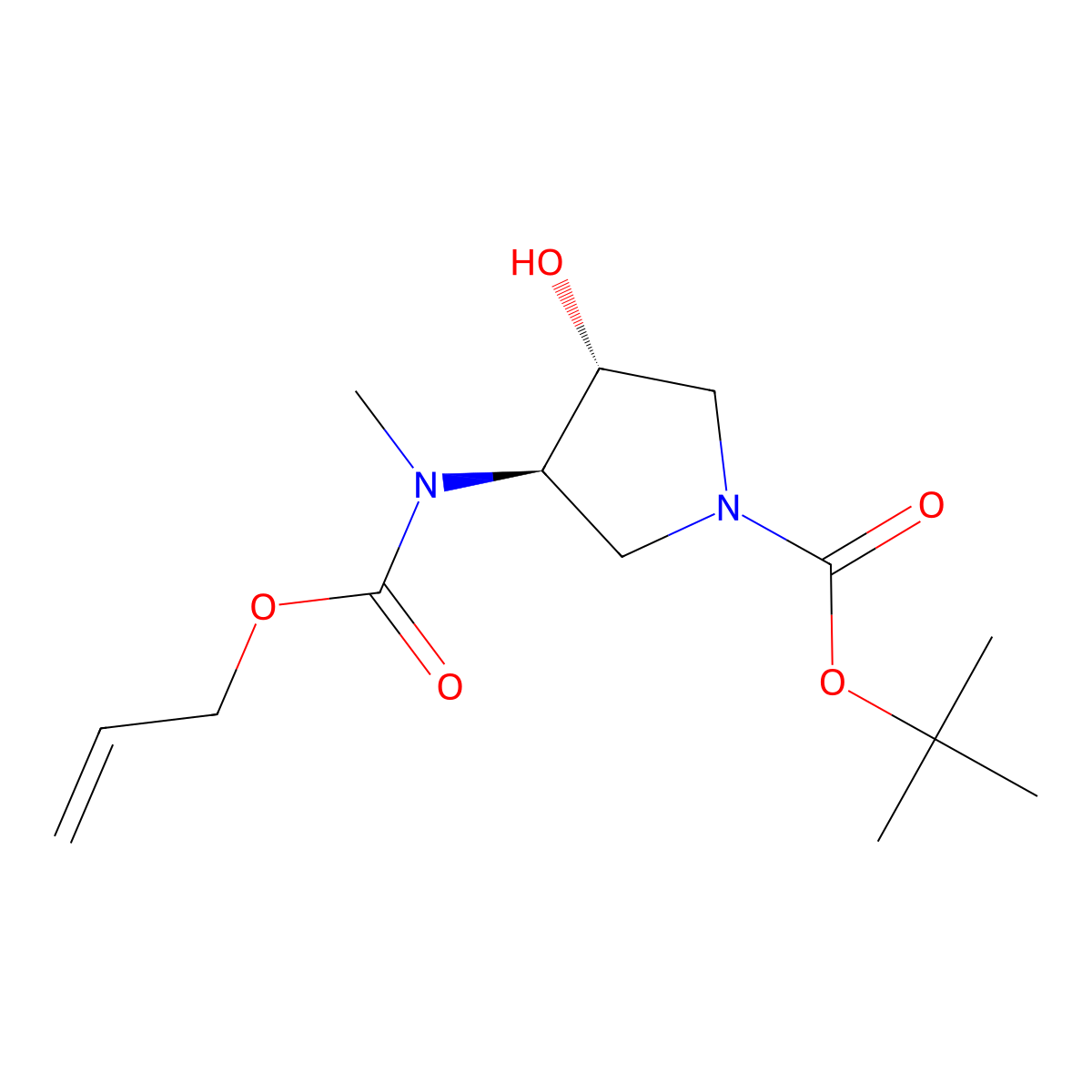 rac-tert-butyl (3R,4R)-3-hydroxy-4-{methyl[(prop-2-en-1-yloxy)carbonyl]amino}pyrrolidine-1-carboxylate molecular structure, CAS 2679948-71-9