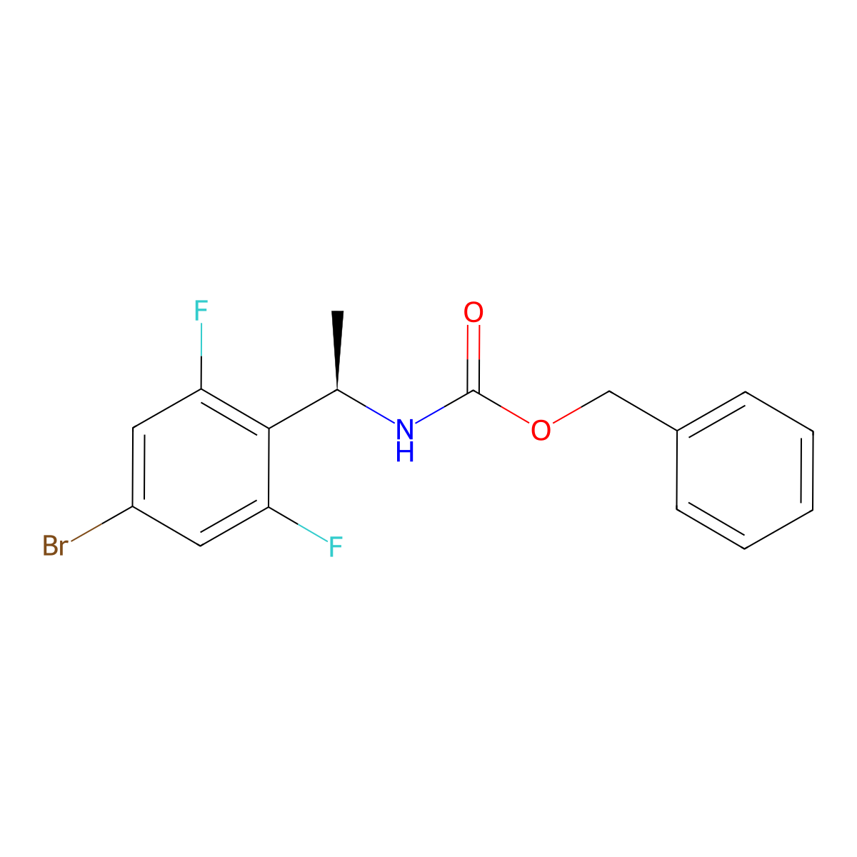 benzyl N-[(1R)-1-(4-bromo-2,6-difluorophenyl)ethyl]carbamate molecular structure, CAS 2679948-75-3