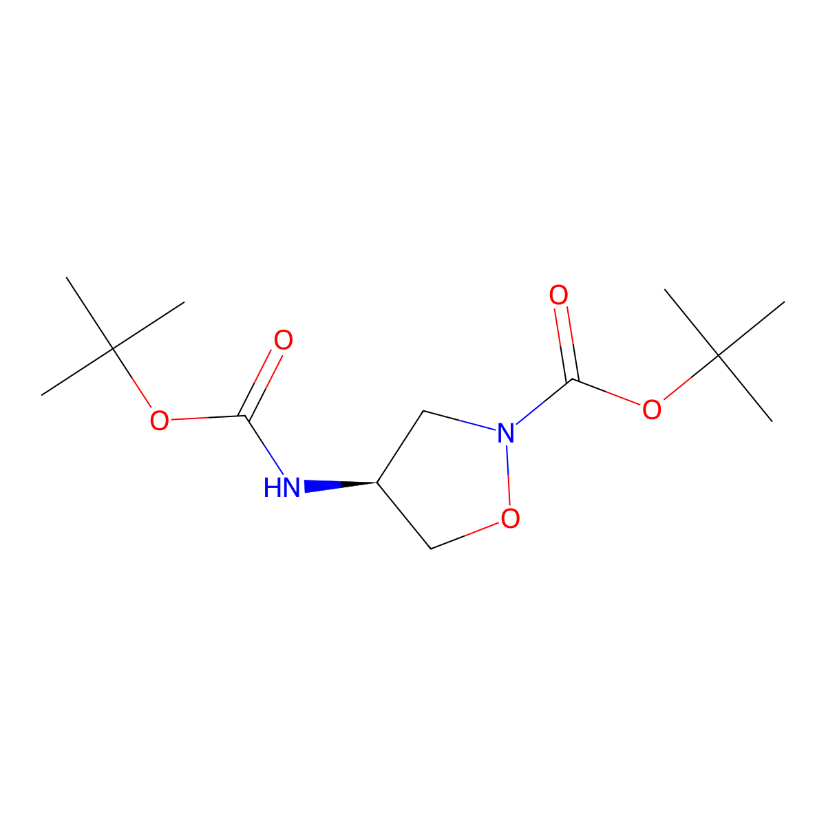 tert-butyl (4S)-4-{[(tert-butoxy)carbonyl]amino}-1,2-oxazolidine-2-carboxylate molecular structure, CAS 2679948-78-6