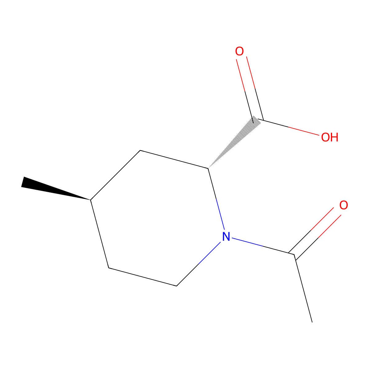 rac-(2R,4R)-1-acetyl-4-methylpiperidine-2-carboxylic acid molecular structure, CAS 2679948-81-1