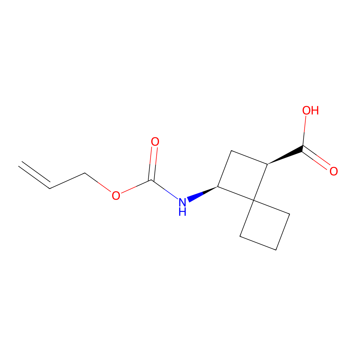 rac-(1R,3S)-3-{[(prop-2-en-1-yloxy)carbonyl]amino}spiro[3.3]heptane-1-carboxylic acid molecular structure, CAS 2679949-02-9