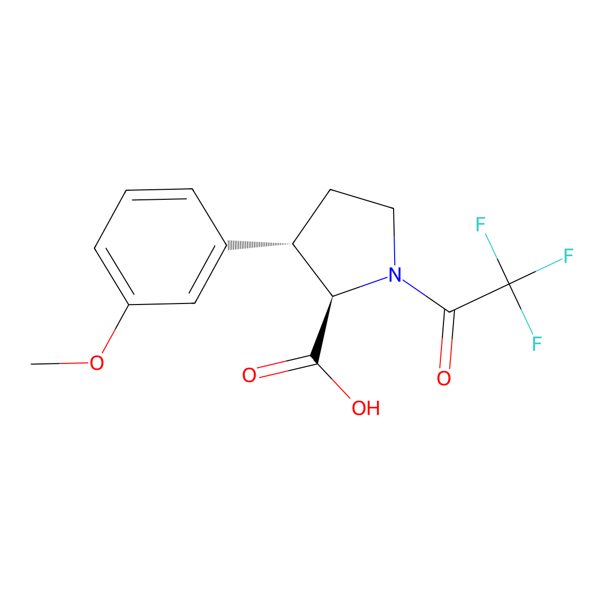 rac-(2R,3S)-3-(3-methoxyphenyl)-1-(2,2,2-trifluoroacetyl)pyrrolidine-2-carboxylic acid molecular structure, CAS 2679949-08-5