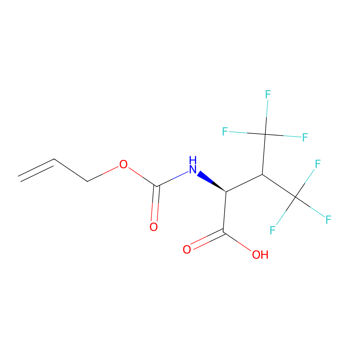 (2S)-4,4,4-trifluoro-2-{[(prop-2-en-1-yloxy)carbonyl]amino}-3-(trifluoromethyl)butanoic acid molecular structure, CAS 2679949-10-9