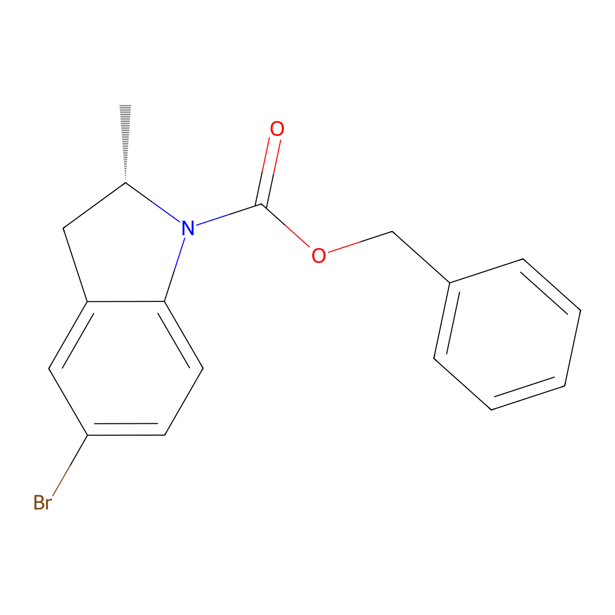 benzyl (2S)-5-bromo-2-methyl-2,3-dihydro-1H-indole-1-carboxylate molecular structure, CAS 2679949-13-2