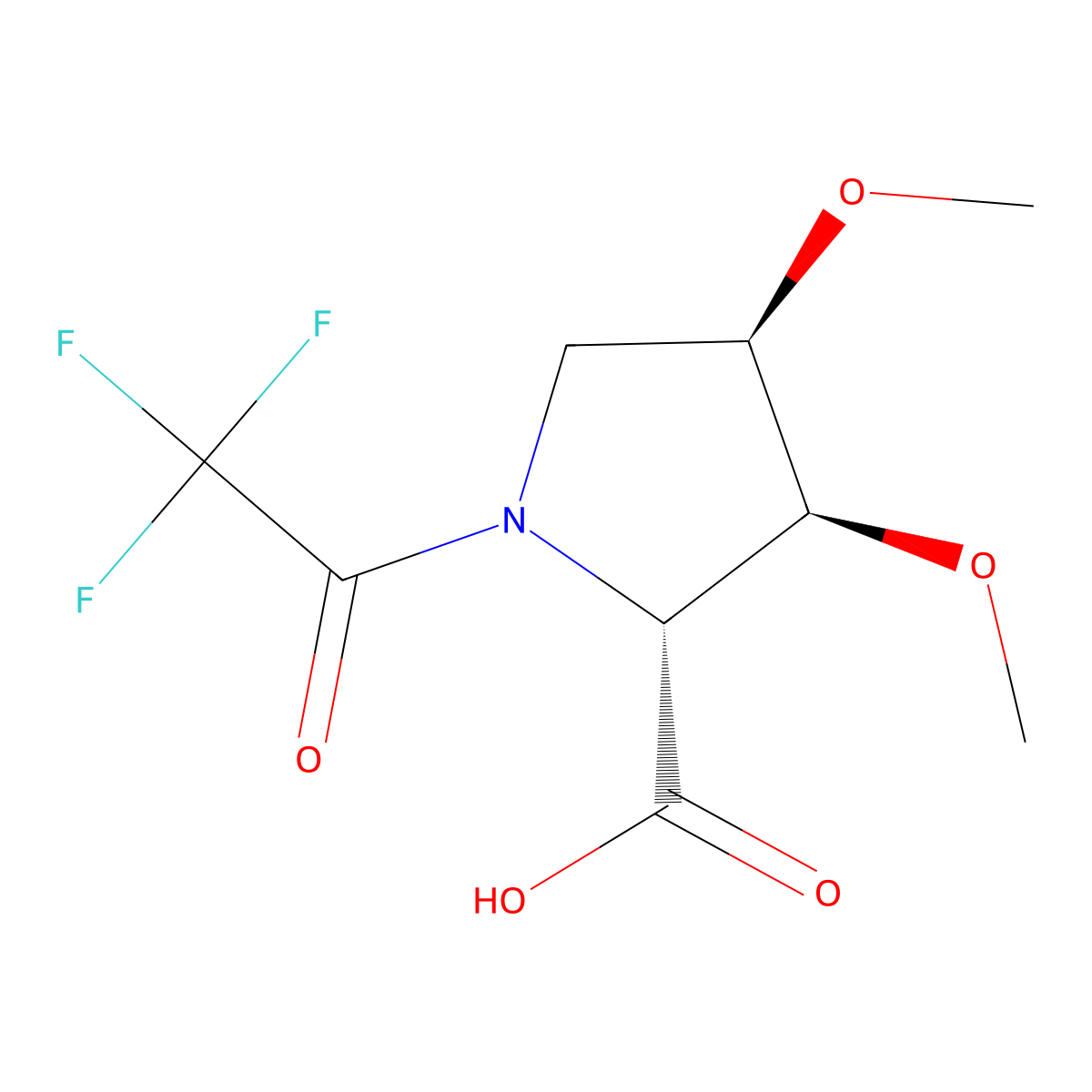 rac-(2R,3S,4R)-3,4-dimethoxy-1-(2,2,2-trifluoroacetyl)pyrrolidine-2-carboxylic acid molecular structure, CAS 2679949-20-1
