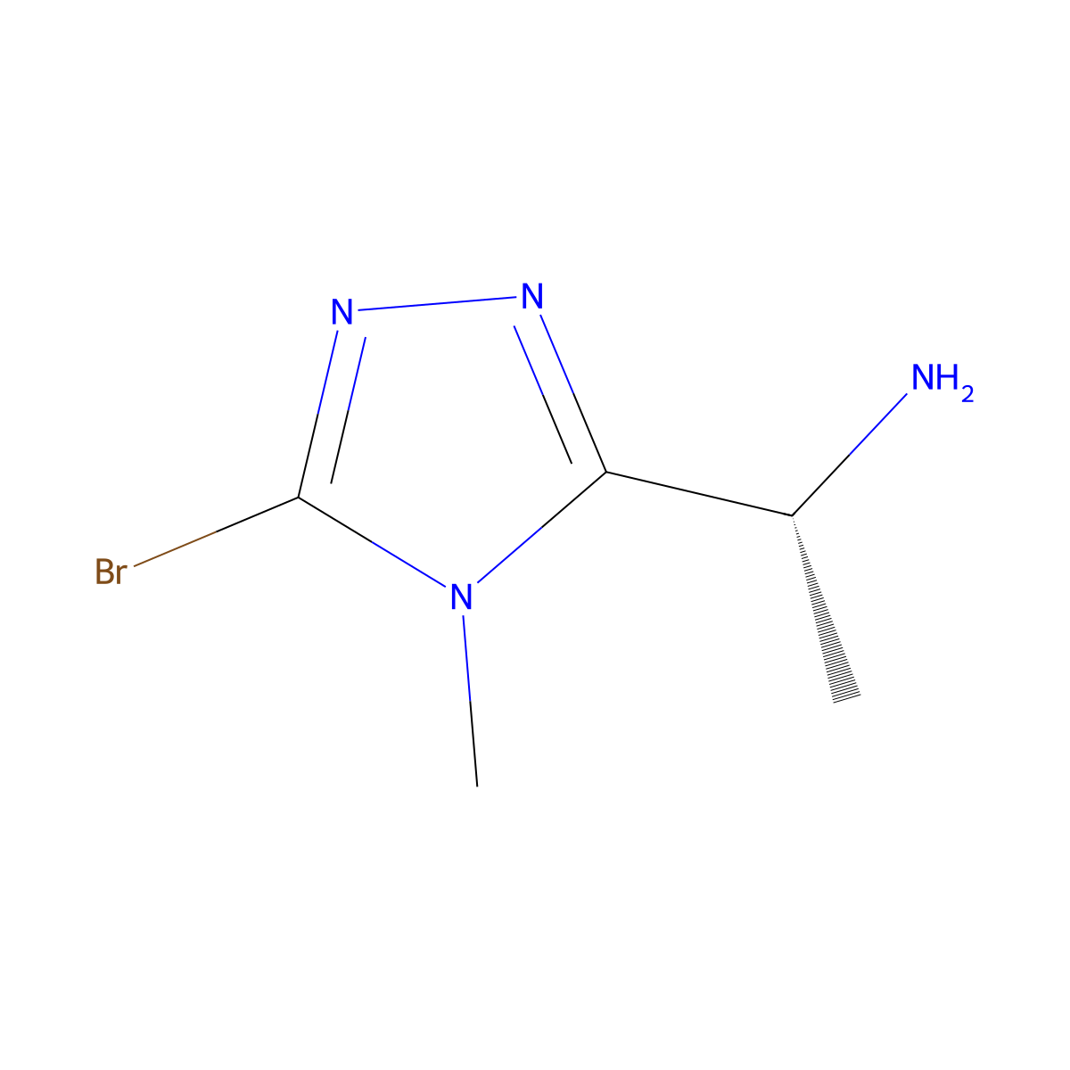(1R)-1-(5-bromo-4-methyl-4H-1,2,4-triazol-3-yl)ethan-1-amine molecular structure, CAS 2679949-22-3