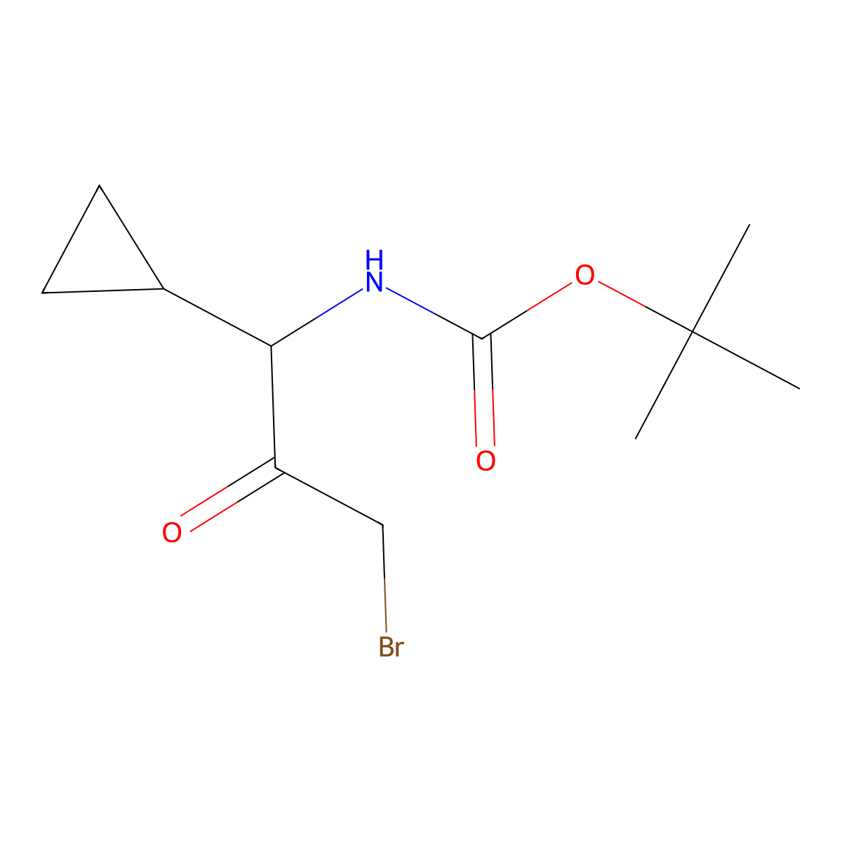 tert-butyl N-((1S)-3-bromo-1-cyclopropyl-2-oxopropyl)carbamate molecular structure, CAS 2679949-33-6
