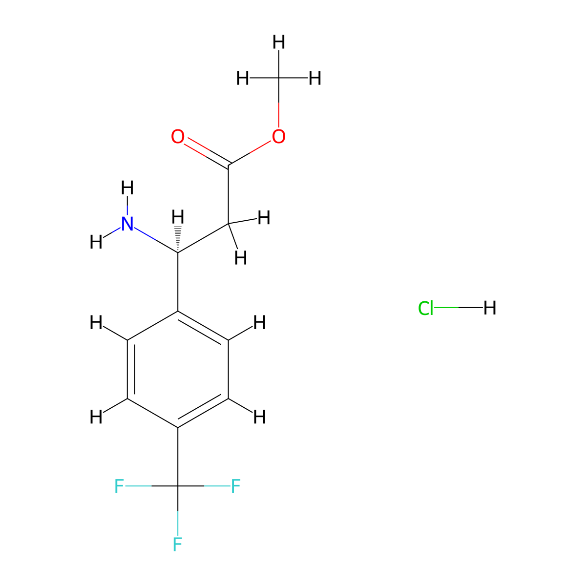 methyl (3S)-3-amino-3-[4-(trifluoromethyl)phenyl]propanoate hydrochloride molecular structure, CAS 2679949-36-9