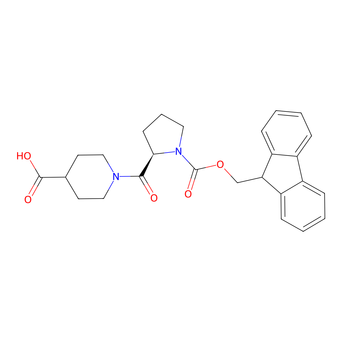 1-[(2R)-1-{[(9H-fluoren-9-yl)methoxy]carbonyl}pyrrolidine-2-carbonyl]piperidine-4-carboxylic acid molecular structure, CAS 2679949-42-7