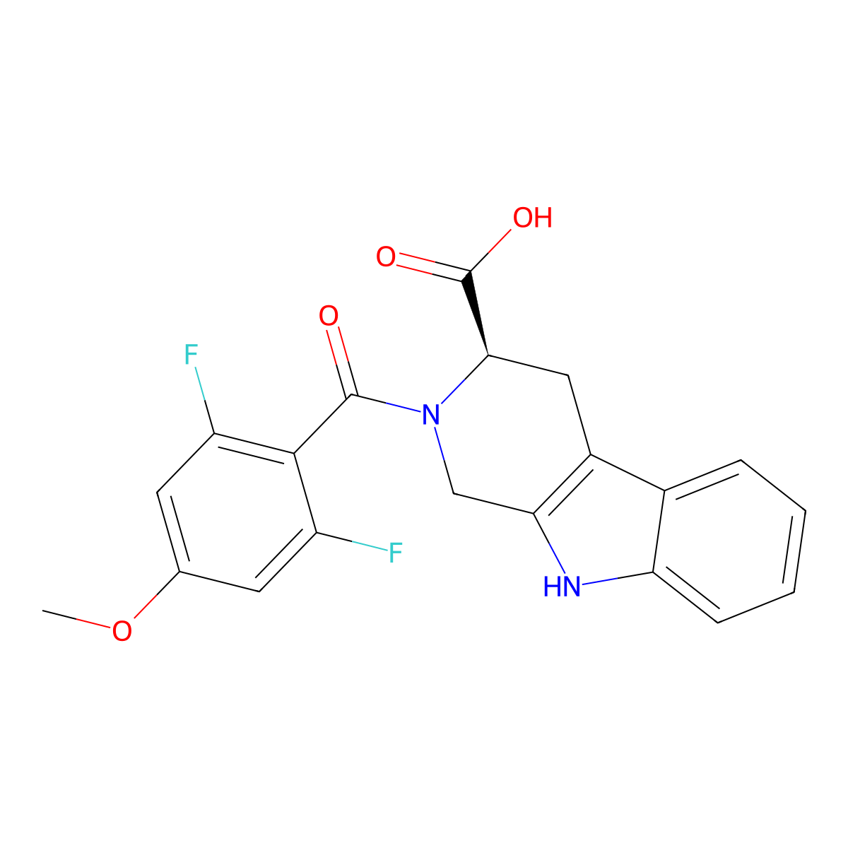(3R)-2-(2,6-difluoro-4-methoxybenzoyl)-1H,2H,3H,4H,9H-pyrido[3,4-b]indole-3-carboxylic acid molecular structure, CAS 2679949-49-4
