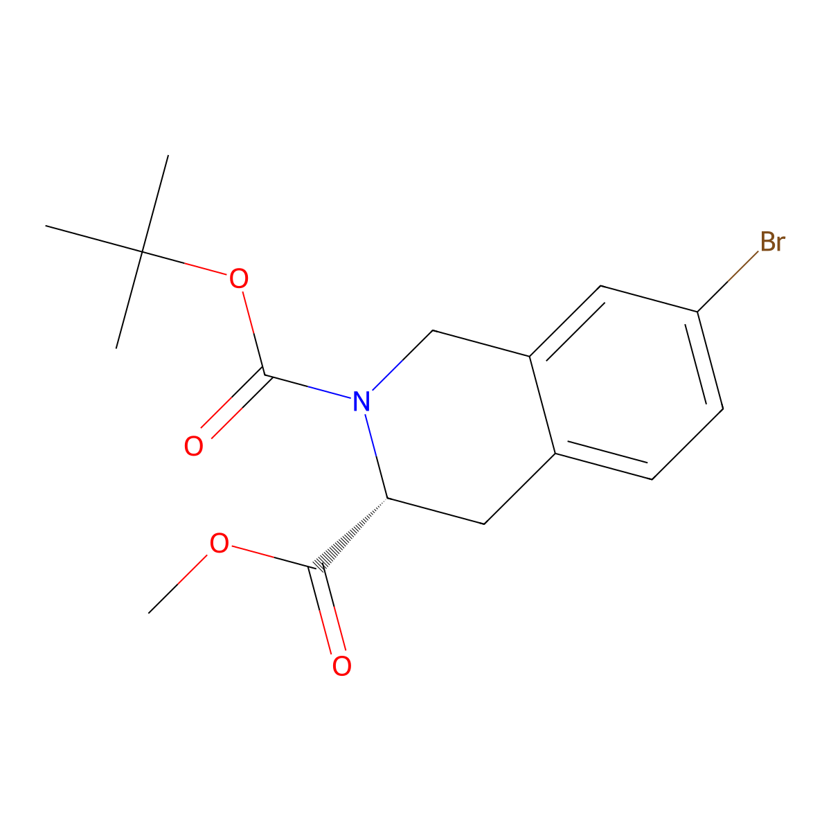 2-tert-butyl 3-methyl (3R)-7-bromo-1,2,3,4-tetrahydroisoquinoline-2,3-dicarboxylate molecular structure, CAS 2679949-52-9