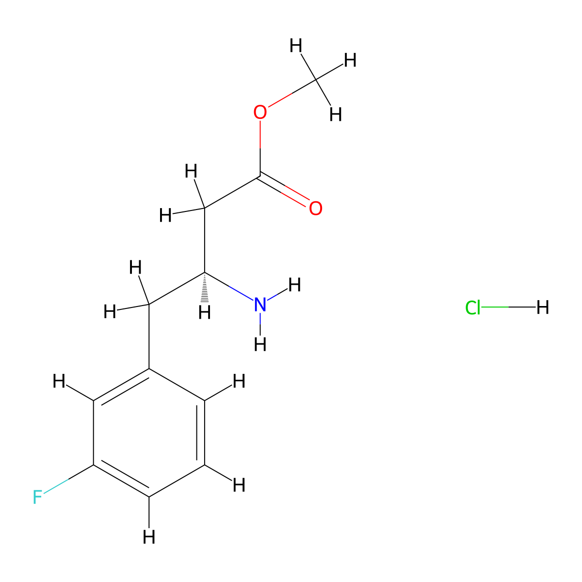 methyl (3S)-3-amino-4-(3-fluorophenyl)butanoate hydrochloride molecular structure, CAS 2679949-54-1
