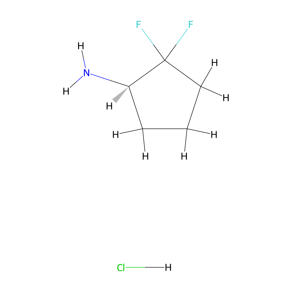 (1R)-2,2-difluorocyclopentan-1-amine hydrochloride molecular structure, CAS 2679949-56-3