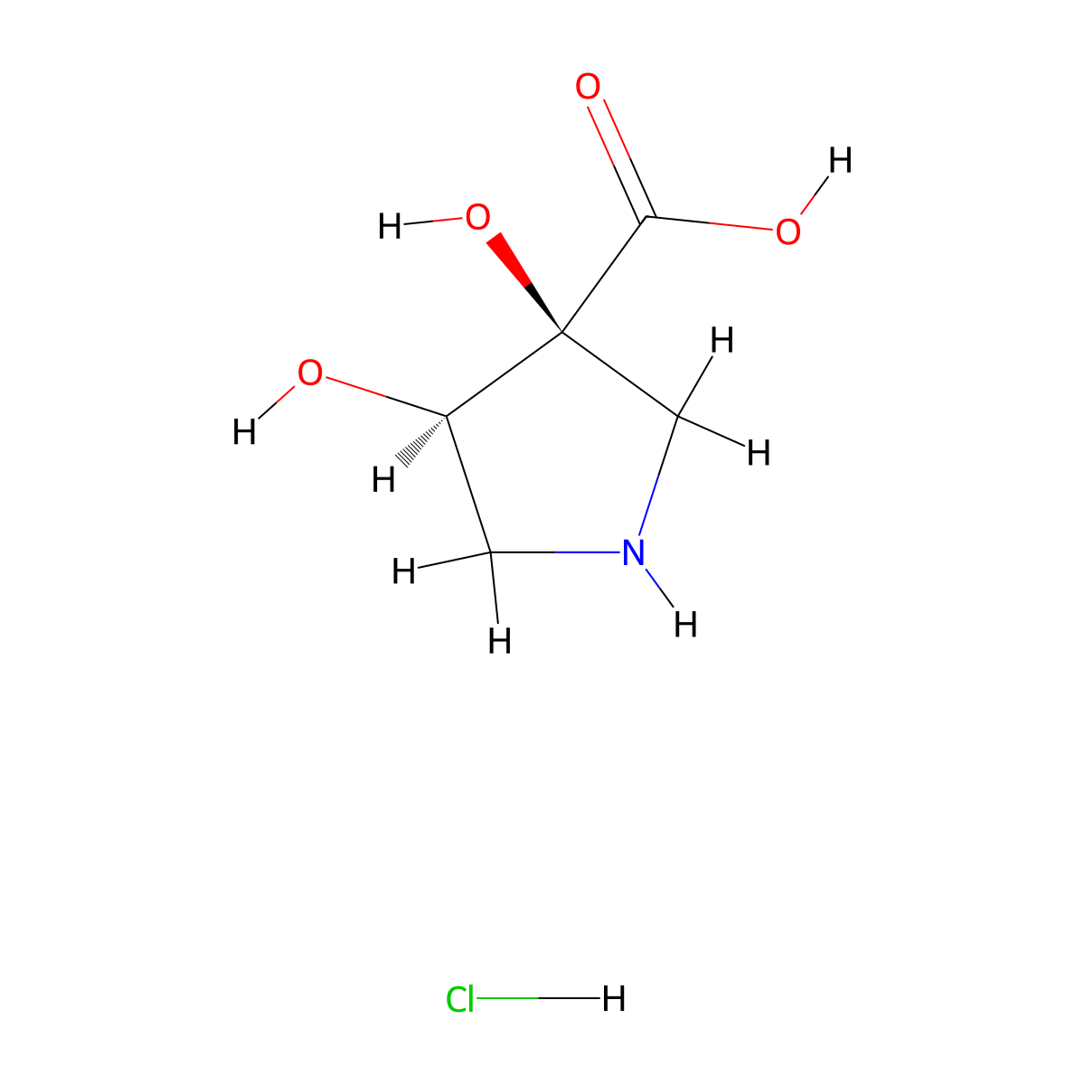 rac-(3R,4S)-3,4-dihydroxypyrrolidine-3-carboxylic acid hydrochloride, trans molecular structure, CAS 2679949-63-2