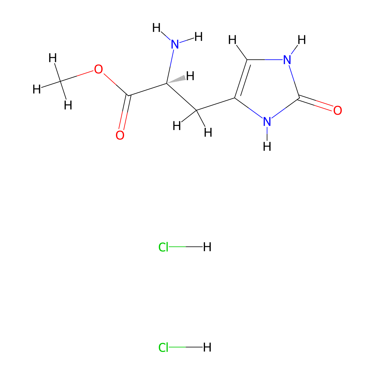 methyl (2S)-2-amino-3-(2-hydroxy-1H-imidazol-4-yl)propanoate dihydrochloride molecular structure, CAS 2679949-65-4