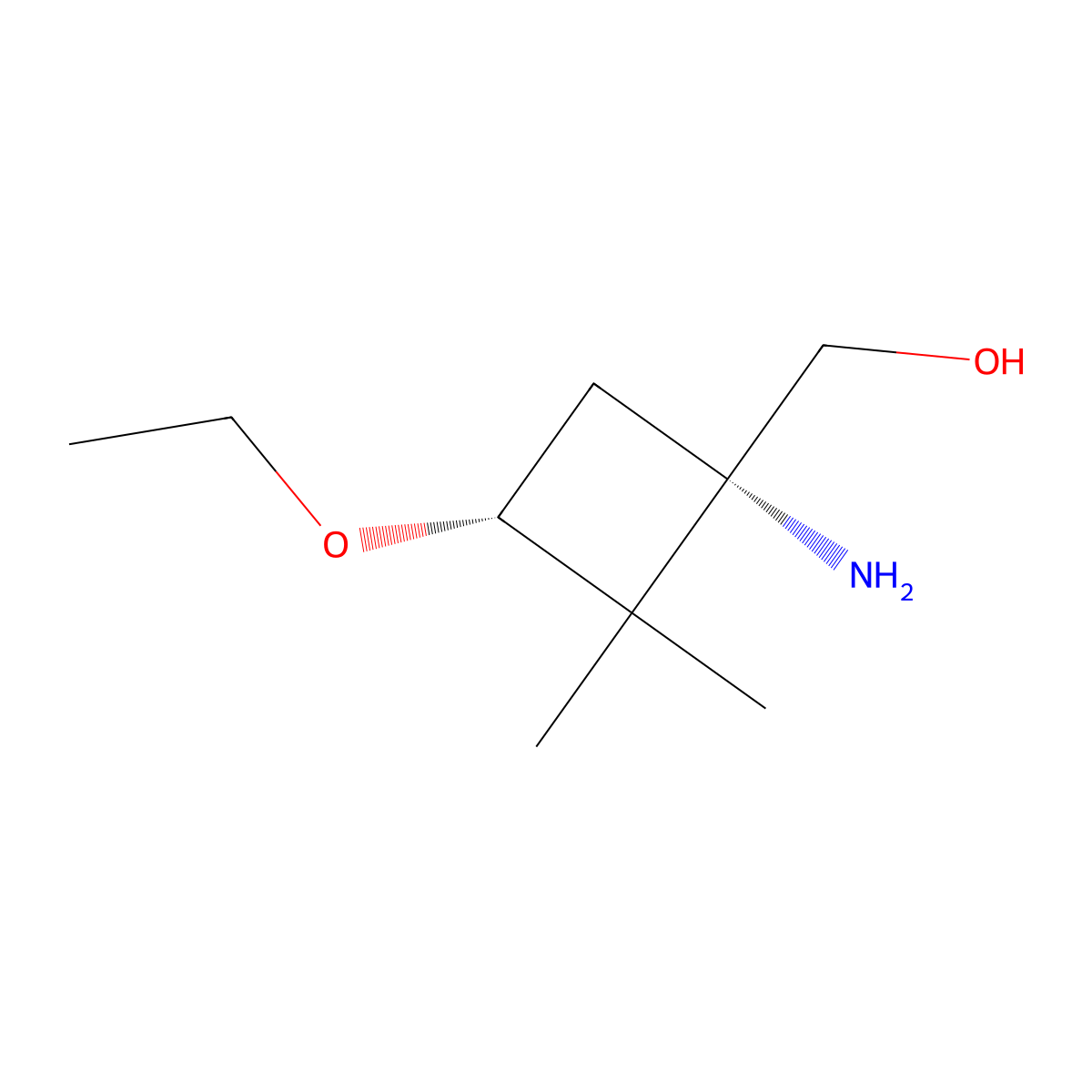 rac-[(1R,3S)-1-amino-3-ethoxy-2,2-dimethylcyclobutyl]methanol molecular structure, CAS 2679949-77-8