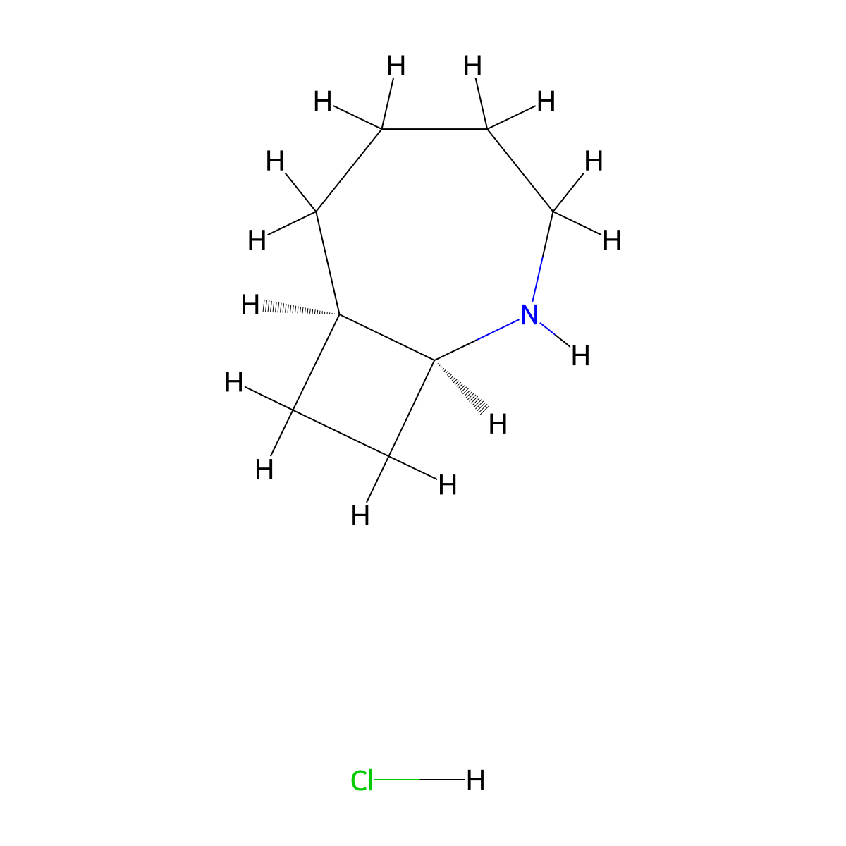 rac-(1R,7S)-2-azabicyclo[5.2.0]nonane hydrochloride, cis molecular structure, CAS 2679949-83-6