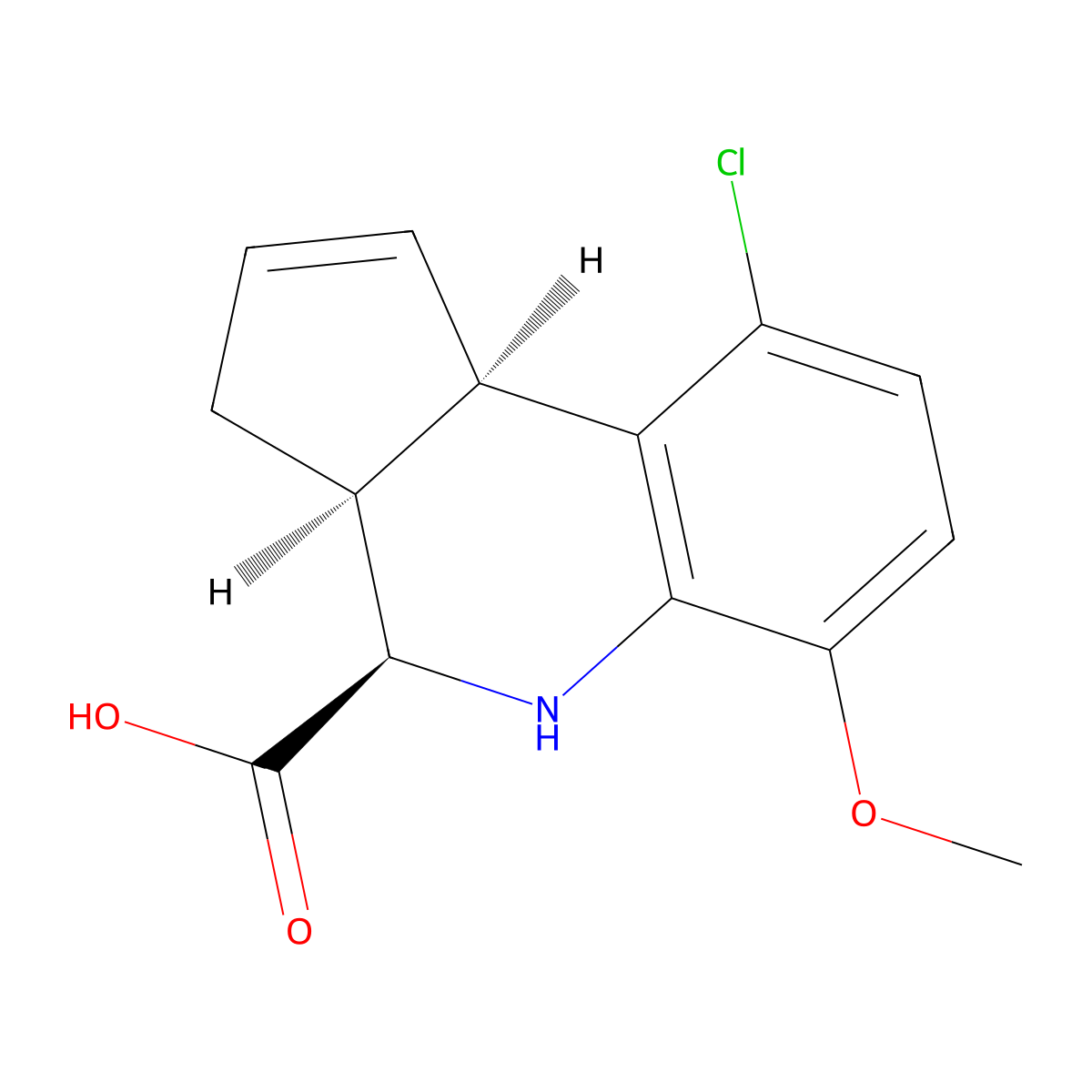 rac-(3aR,4S,9bS)-9-chloro-6-methoxy-3H,3aH,4H,5H,9bH-cyclopenta[c]quinoline-4-carboxylic acid molecular structure, CAS 2679949-85-8
