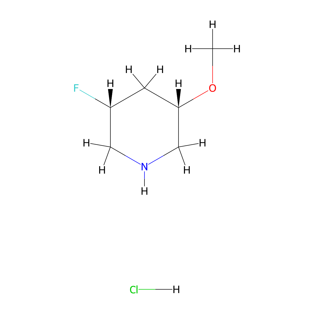 (3R,5S)-3-fluoro-5-methoxypiperidine hydrochloride molecular structure, CAS 2679949-86-9