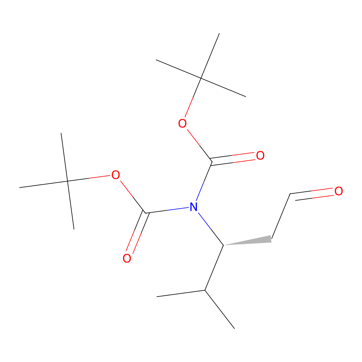 tert-butyl N-[(tert-butoxy)carbonyl]-N-[(3R)-4-methyl-1-oxopentan-3-yl]carbamate molecular structure, CAS 2679949-88-1